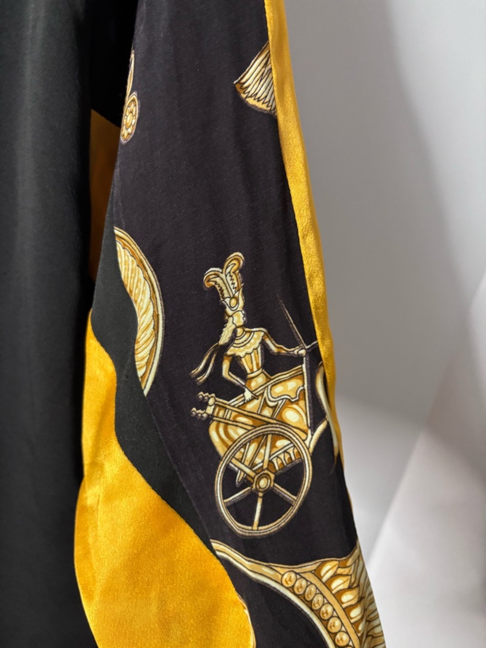 Sandro Black and Gold Satin Button-Down Blouse - Picture 7 of 9